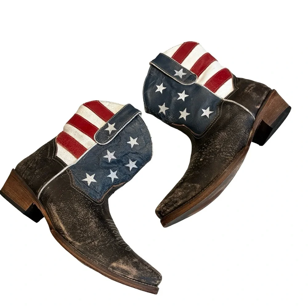 Roper American Beauty Flag Ankle Boots, Sz 9 - Picture 2 of 16